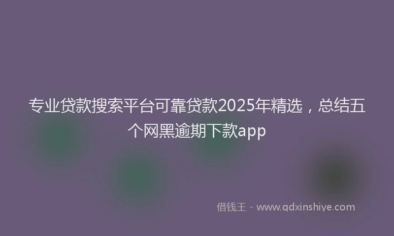 专业贷款搜索平台可靠贷款2025年精选,总结五个网黑逾期下款app