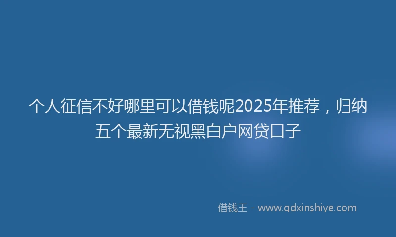 个人征信不好哪里可以借钱呢2025年推荐，归纳五个最新无视黑白户网贷口子