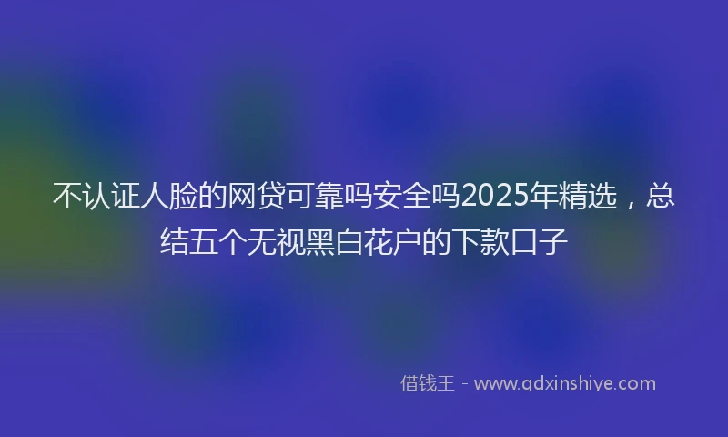 不认证人脸的网贷可靠吗安全吗2025年精选，总结五个无视黑白花户的下款口子