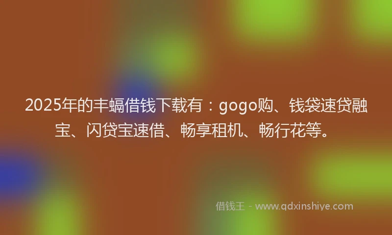 2025年的丰螎借钱下载有：gogo购、钱袋速贷融宝、闪贷宝速借、畅享租机、畅行花等。