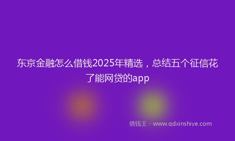 东京金融怎么借钱2025年精选，总结五个征信花了能网贷的app