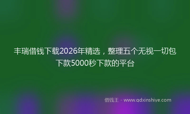 丰瑞借钱下载2026年精选,整理五个无视一切包下款5000秒下款的平台