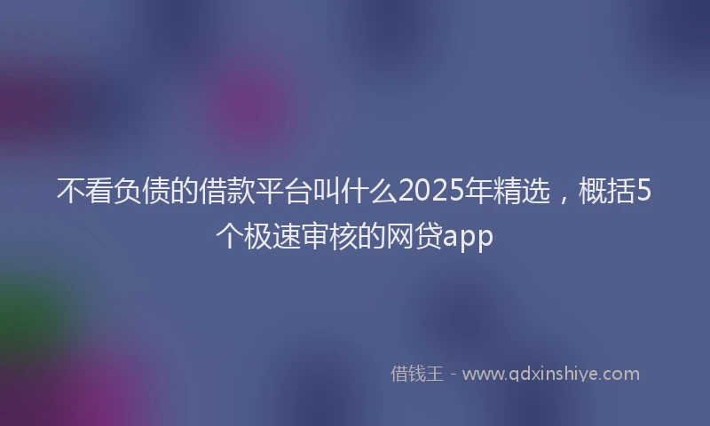 不看负债的借款平台叫什么2025年精选，概括5个极速审核的网贷app