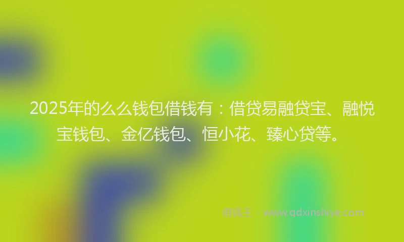 2025年的么么钱包借钱有：借贷易融贷宝、融悦宝钱包、金亿钱包、恒小花、臻心贷等。