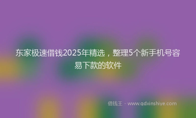 东家极速借钱2025年精选，整理5个新手机号容易下款的软件