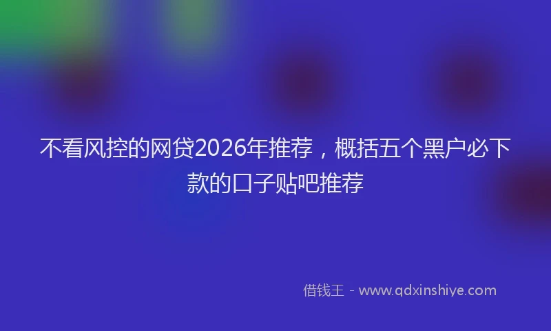 不看风控的网贷2026年推荐,概括五个黑户必下款的口子贴吧推荐