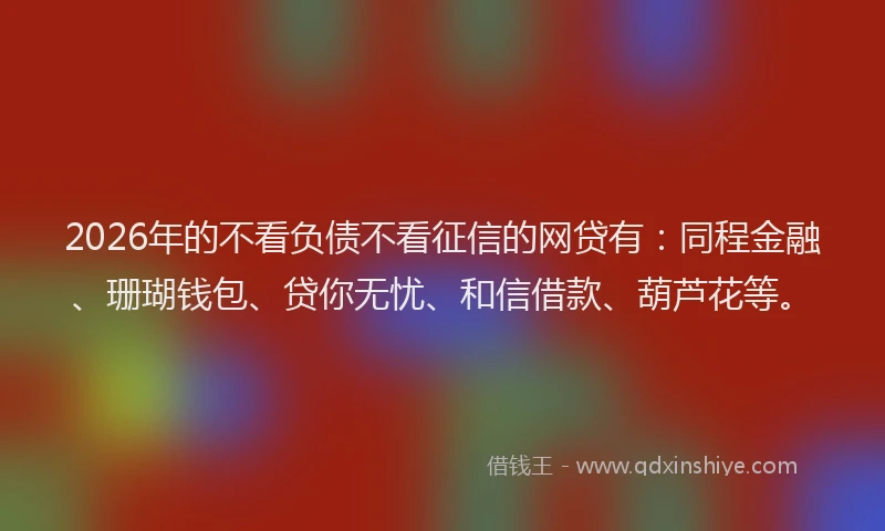 2026年的不看负债不看征信的网贷有:同程金融、珊瑚钱包、贷你无忧、和信借款、葫芦花等。