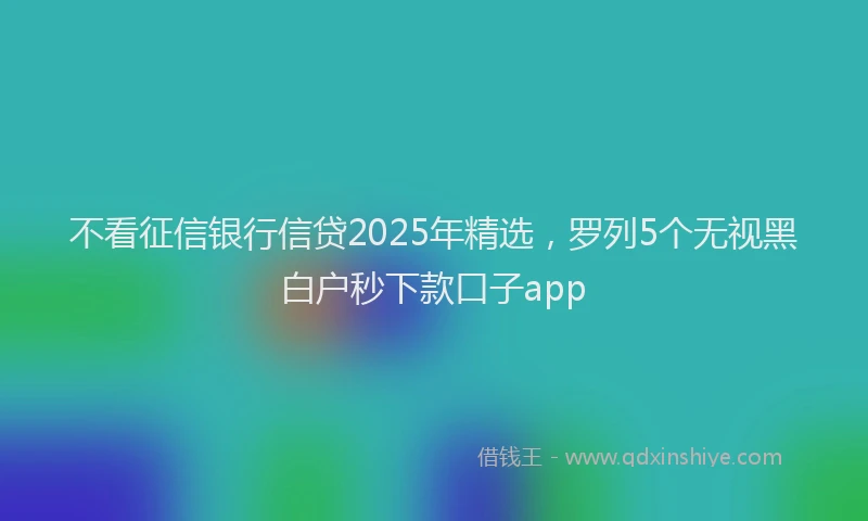 不看征信银行信贷2025年精选，罗列5个无视黑白户秒下款口子app