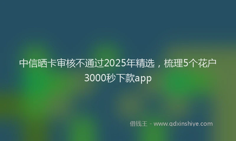中信晒卡审核不通过2025年精选，梳理5个花户3000秒下款app