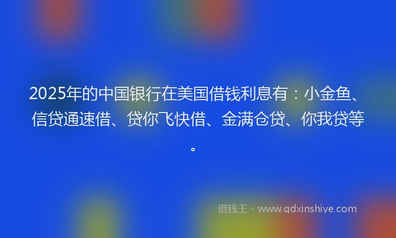 2025年的中国银行在美国借钱利息有：小金鱼、信贷通速借、贷你飞快借、金满仓贷、你我贷等。