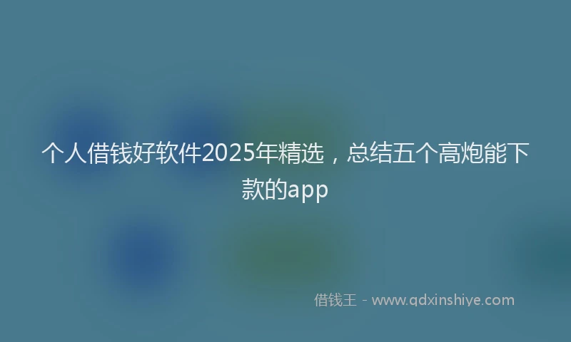 个人借钱好软件2025年精选,总结五个高炮能下款的app