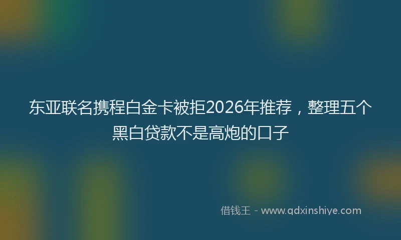 东亚联名携程白金卡被拒2026年推荐，整理五个黑白贷款不是高炮的口子