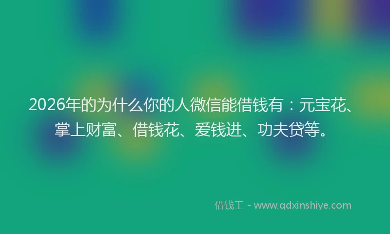 2026年的为什么你的人微信能借钱有：元宝花、掌上财富、借钱花、爱钱进、功夫贷等。