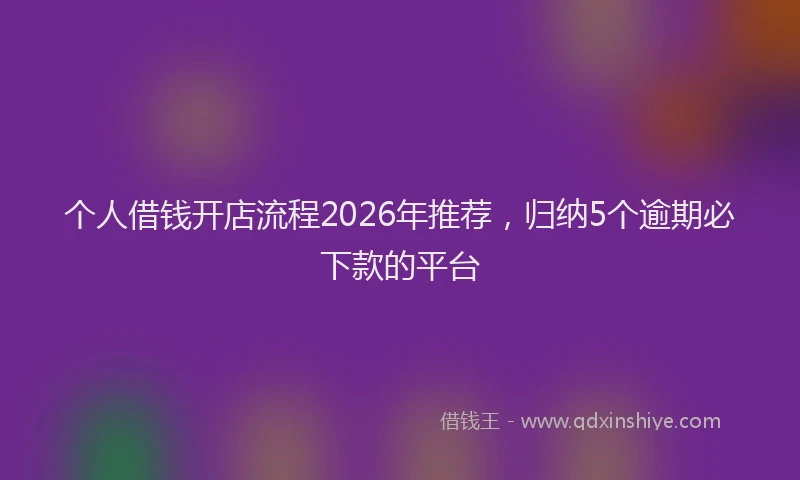 个人借钱开店流程2026年推荐，归纳5个逾期必下款的平台