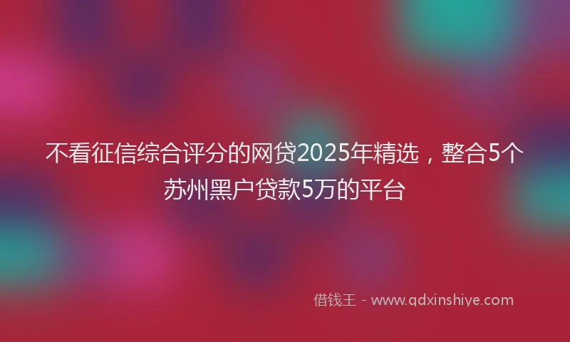 不看征信综合评分的网贷2025年精选，整合5个苏州黑户贷款5万的平台
