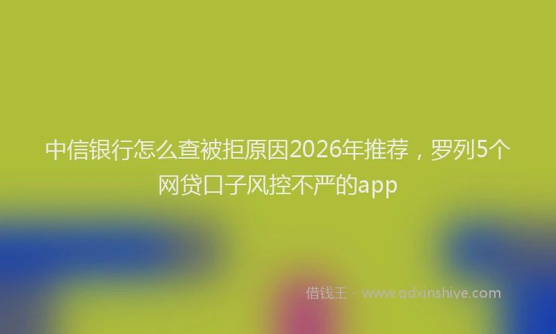 中信银行怎么查被拒原因2026年推荐，罗列5个网贷口子风控不严的app