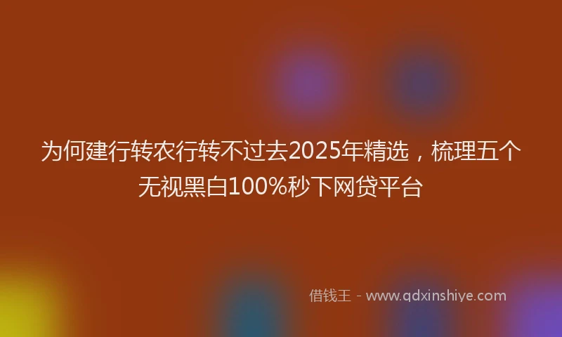 为何建行转农行转不过去2025年精选，梳理五个无视黑白100%秒下网贷平台