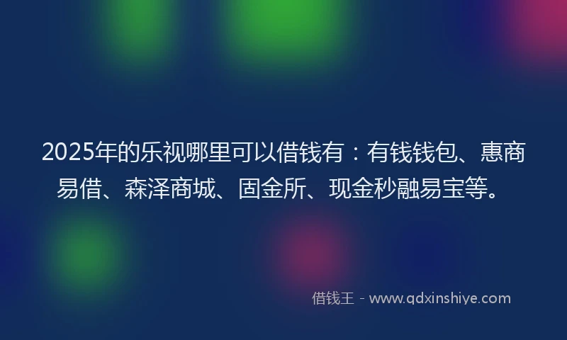2025年的乐视哪里可以借钱有：有钱钱包、惠商易借、森泽商城、固金所、现金秒融易宝等。