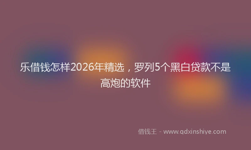 乐借钱怎样2026年精选，罗列5个黑白贷款不是高炮的软件