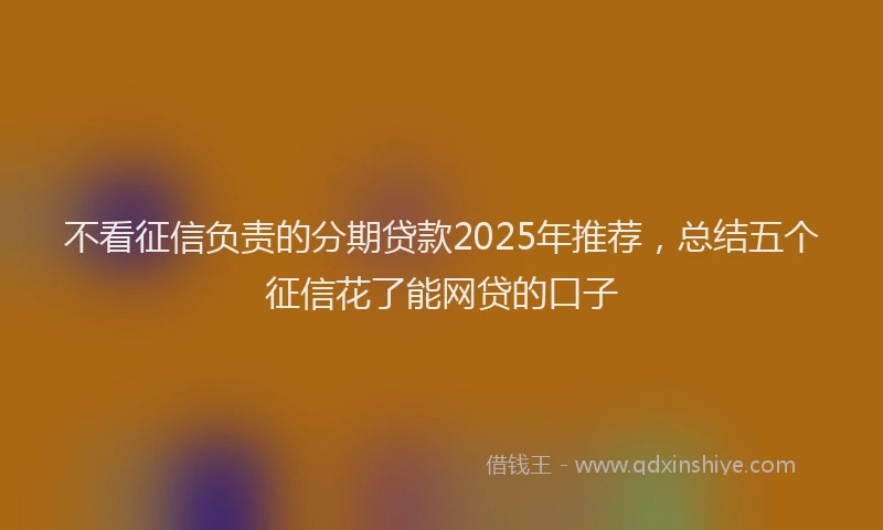 不看征信负责的分期贷款2025年推荐，总结五个征信花了能网贷的口子