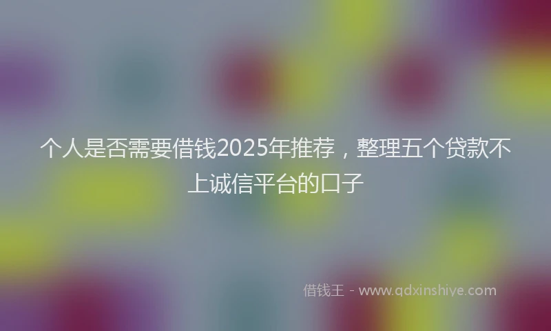 个人是否需要借钱2025年推荐，整理五个贷款不上诚信平台的口子