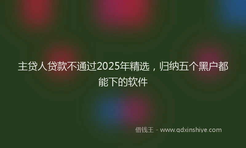 主贷人贷款不通过2025年精选，归纳五个黑户都能下的软件
