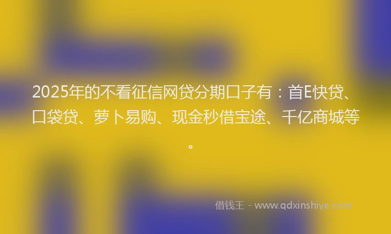 2025年的不看征信网贷分期口子有：首E快贷、口袋贷、萝卜易购、现金秒借宝途、千亿商城等。