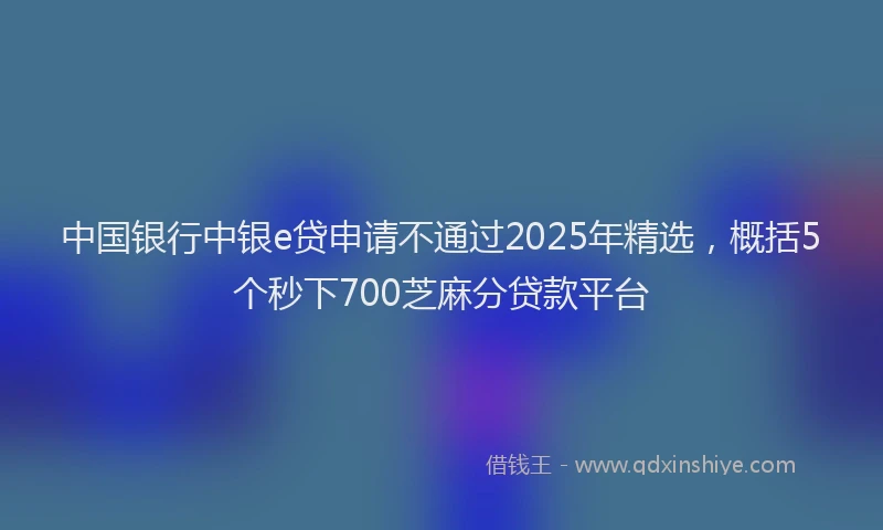 中国银行中银e贷申请不通过2025年精选,概括5个秒下700芝麻分贷款平台