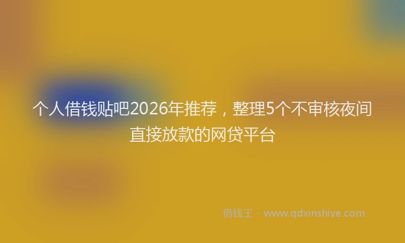 个人借钱贴吧2026年推荐,整理5个不审核夜间直接放款的网贷平台