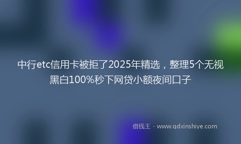 中行etc信用卡被拒了2025年精选，整理5个无视黑白100%秒下网贷小额夜间口子