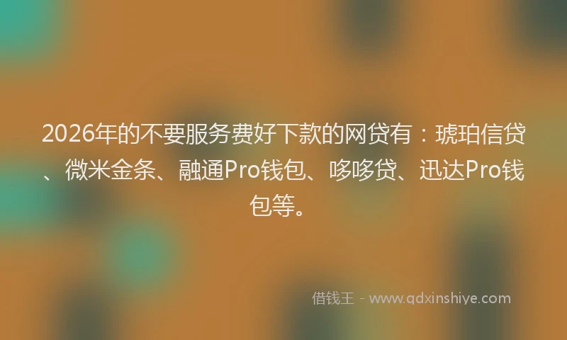 2026年的不要服务费好下款的网贷有:琥珀信贷、微米金条、融通Pro钱包、哆哆贷、迅达Pro钱包等。