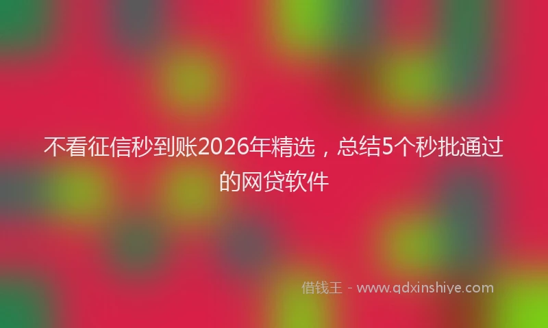 不看征信秒到账2026年精选，总结5个秒批通过的网贷软件