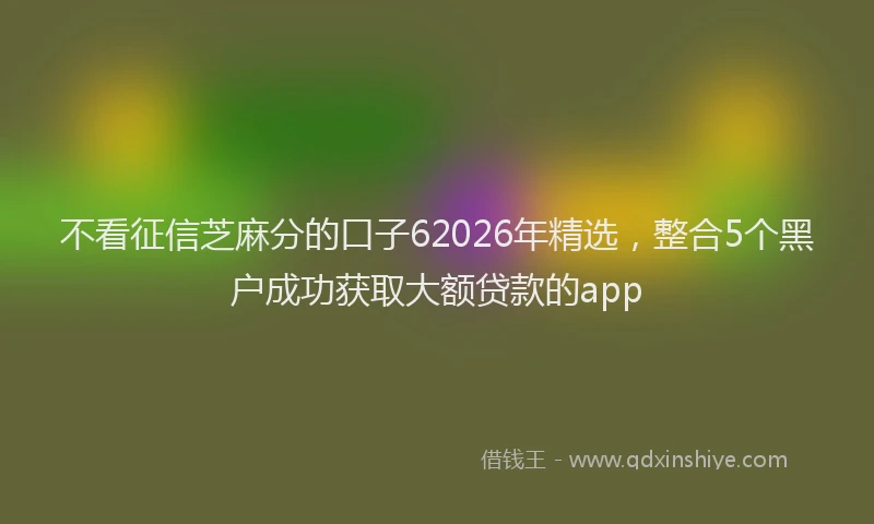不看征信芝麻分的口子62026年精选，整合5个黑户成功获取大额贷款的app