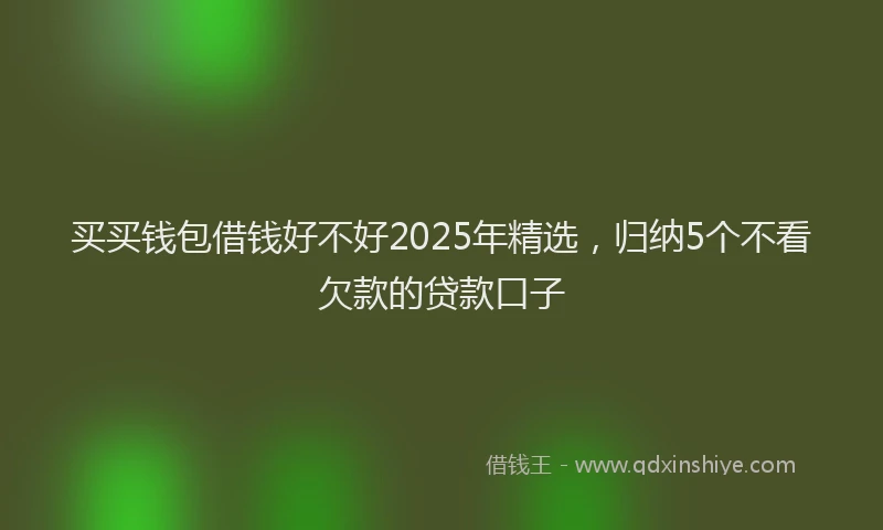 买买钱包借钱好不好2025年精选,归纳5个不看欠款的贷款口子
