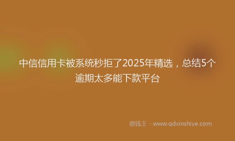 中信信用卡被系统秒拒了2025年精选，总结5个逾期太多能下款平台