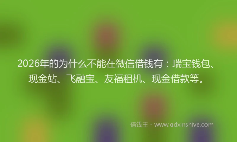 2026年的为什么不能在微信借钱有:瑞宝钱包、现金站、飞融宝、友福租机、现金借款等。