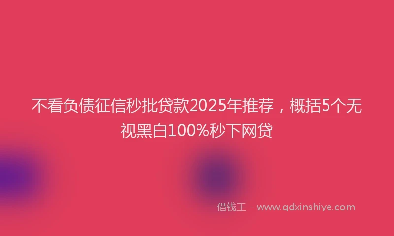 不看负债征信秒批贷款2025年推荐,概括5个无视黑白100%秒下网贷