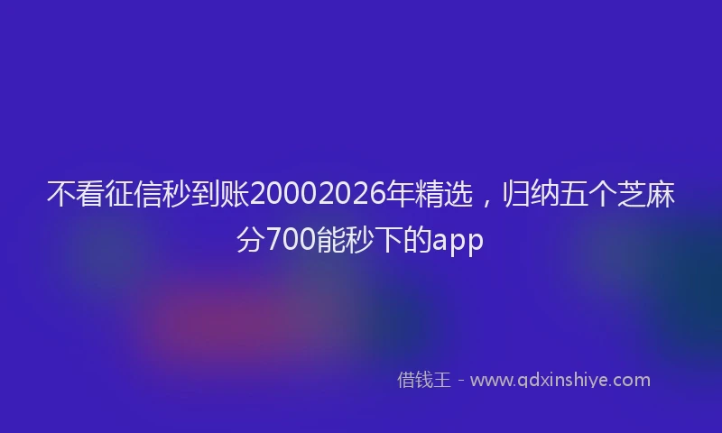 不看征信秒到账20002026年精选，归纳五个芝麻分700能秒下的app