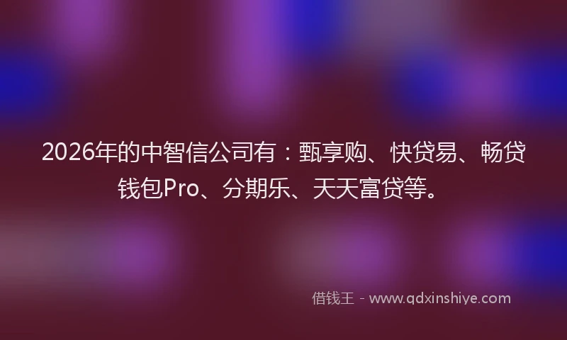 2026年的中智信公司有:甄享购、快贷易、畅贷钱包Pro、分期乐、天天富贷等。
