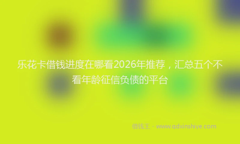 乐花卡借钱进度在哪看2026年推荐，汇总五个不看年龄征信负债的平台