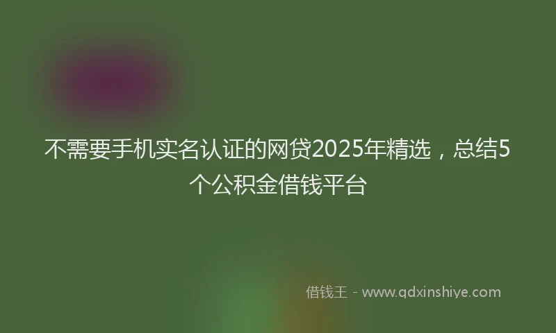 不需要手机实名认证的网贷2025年精选,总结5个公积金借钱平台
