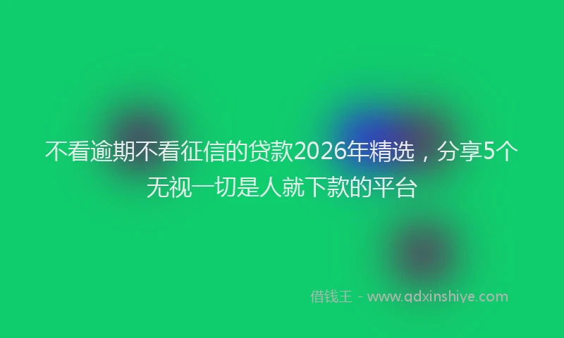 不看逾期不看征信的贷款2026年精选，分享5个无视一切是人就下款的平台