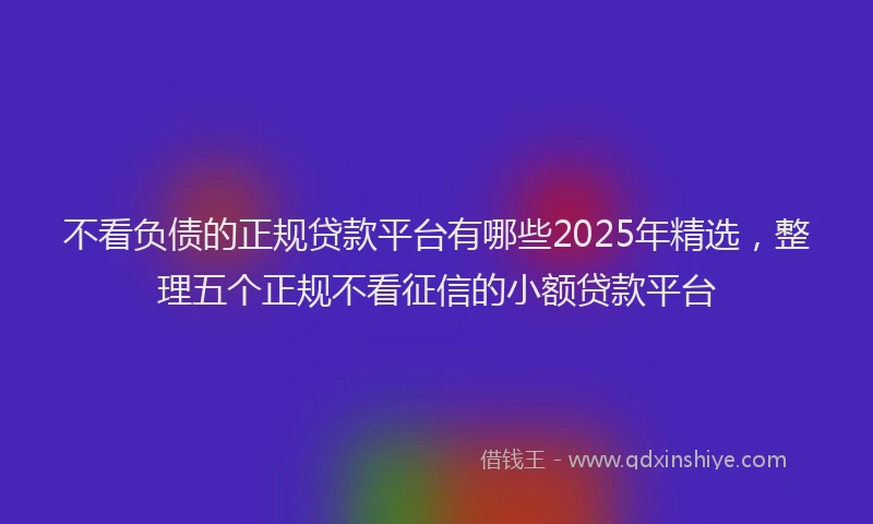 不看负债的正规贷款平台有哪些2025年精选，整理五个正规不看征信的小额贷款平台