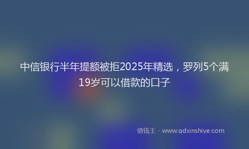 中信银行半年提额被拒2025年精选,罗列5个满19岁可以借款的口子