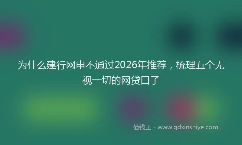 为什么建行网申不通过2026年推荐，梳理五个无视一切的网贷口子