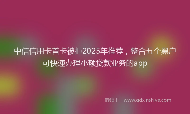 中信信用卡首卡被拒2025年推荐，整合五个黑户可快速办理小额贷款业务的app