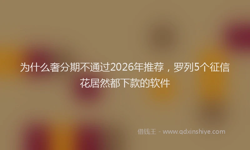 为什么奢分期不通过2026年推荐，罗列5个征信花居然都下款的软件