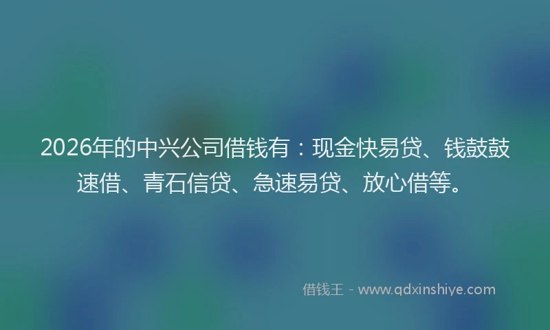 2026年的中兴公司借钱有：现金快易贷、钱鼓鼓速借、青石信贷、急速易贷、放心借等。