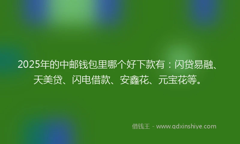 2025年的中邮钱包里哪个好下款有：闪贷易融、天美贷、闪电借款、安鑫花、元宝花等。