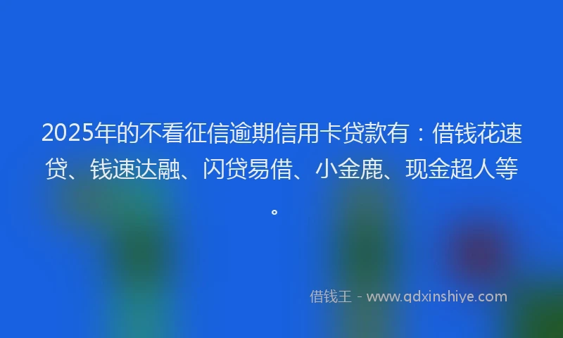 2025年的不看征信逾期信用卡贷款有:借钱花速贷、钱速达融、闪贷易借、小金鹿、现金超人等。